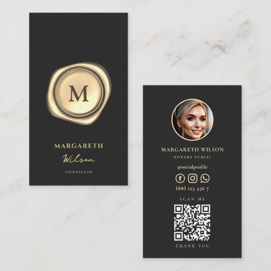 Monogram notaris public Loan Signing Agent Visitekaartje (Voorkant / Achterkant)
