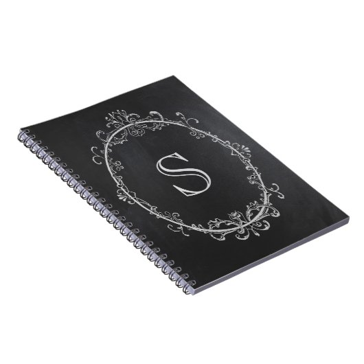 Monogram notebook, Initiaal notebook, alkbord Notitieboek (Rechterzijde)