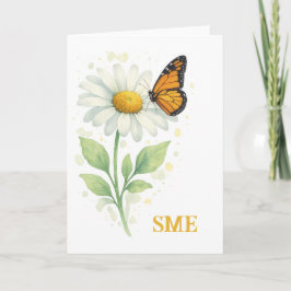 Monogram Notecard - Daisy & Butterfly Bedankkaart