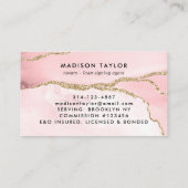 Monogram noteerbare leningsagent roze goudmarmer visitekaartje (Achterkant)