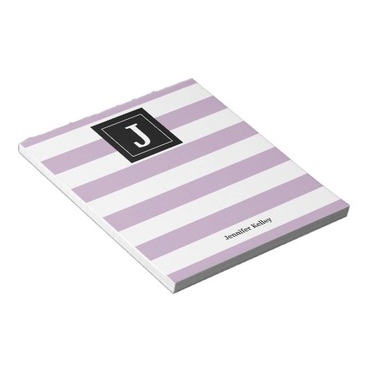 Monogram Notitieblok Paarse Stripes, zwart (Schuin)