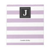 Monogram Notitieblok Paarse Stripes, zwart (Voorkant)
