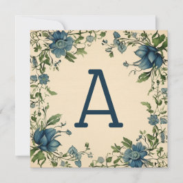 Monogram Notitiekaartjes in Astronaut Blauw & Groe Feestdagenkaart