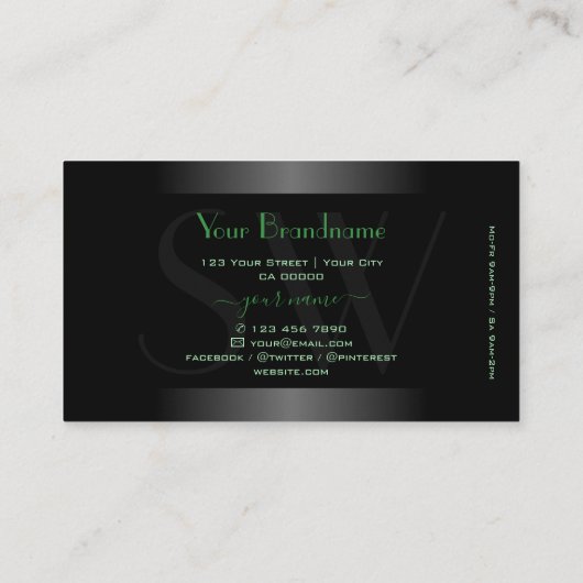 Monogram Novelty Black en White Ombre Green Lijst Visitekaartje (Achterkant)