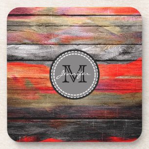 Monogram nr. 5 van gekleurd hout bier onderzetter