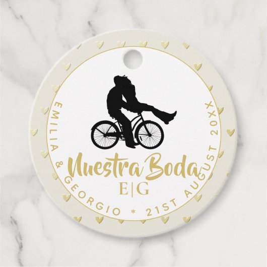 Monogram Nuestra Boda Spain Wedding Gift Favor Bedankjes Labels (Voorkant)
