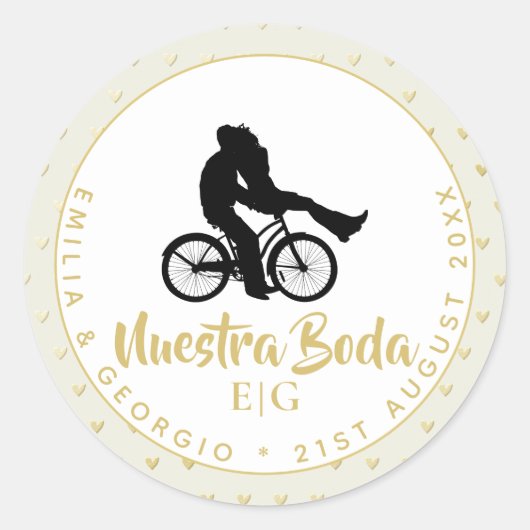 Monogram Nuestra Boda Spain Wedding Gift Favor Ronde Sticker (Voorkant)