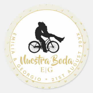 Monogram Nuestra Boda Spain Wedding Gift Favor Ronde Sticker