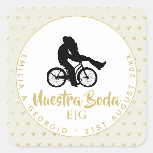 Monogram Nuestra Boda Spain Wedding Gift Favor Vierkante Sticker (Voorkant)