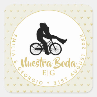 Monogram Nuestra Boda Spain Wedding Gift Favor Vierkante Sticker