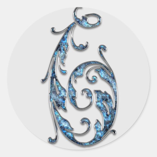 Monogram nummer 6 stickers (Voorkant)