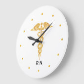 Monogram Nurse Golden Caduceus op wit Grote Klok (Hoek)