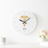 Monogram Nurse Golden Caduceus op wit Grote Klok (Huis)