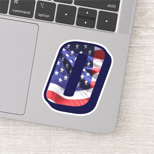 Monogram O Amerikaanse vlag Amerikaanse Initiaal V Sticker (Detail)