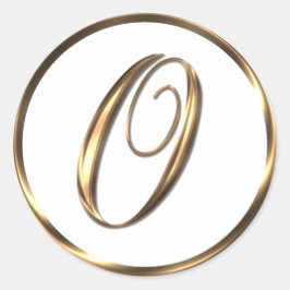 Monogram O Faux Bronze Ronde Sticker