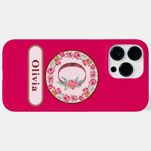 Monogram O Floral Hoesje-Mate iPhone Case (Achterkant (horizontaal))
