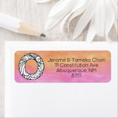 Monogram "O"-hoek Oranje roze Waterverf Etiket (Insitu)