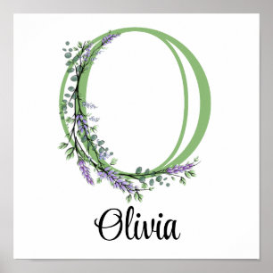Monogram O Lavendel Eucalyptus kinderkamer Poster