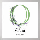Monogram O lavender Eucalyptus nursery Poster (Voorkant)