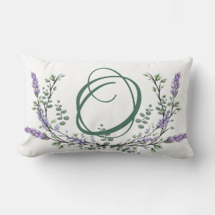 Monogram O, Lavender Eucalyptus waterverf Kussen