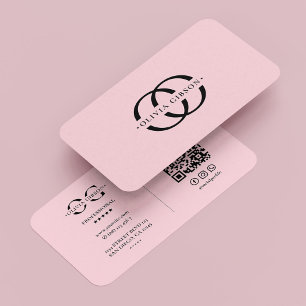 Monogram O Logo Elegante Esthetische Pastelroze Visitekaartje