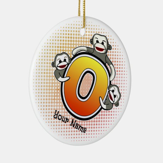 Monogram O Sock Monkey Keramisch Ornament (Rechts)