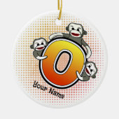 Monogram O Sock Monkey Keramisch Ornament (Voorkant)