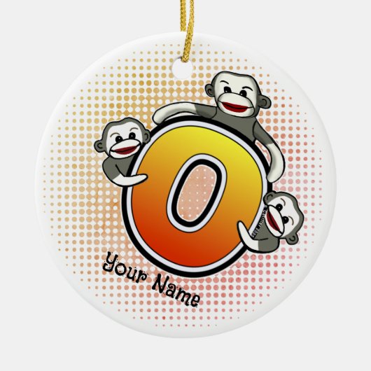 Monogram O Sock Monkey Keramisch Ornament (Voorkant)