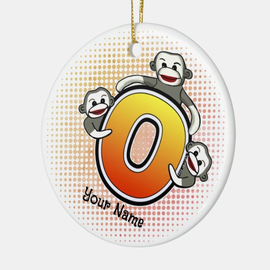 Monogram O Sock Monkey Keramisch Ornament (Links)