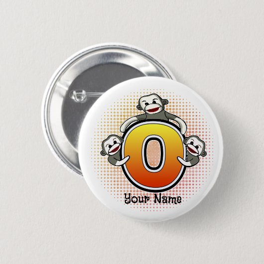 Monogram O Sock Monkey Ronde Button 5,7 Cm (Voorkant /achterkant)