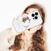 Monogram O zilveren scriptnaam roze orchidee Wit Case-Mate iPhone Case