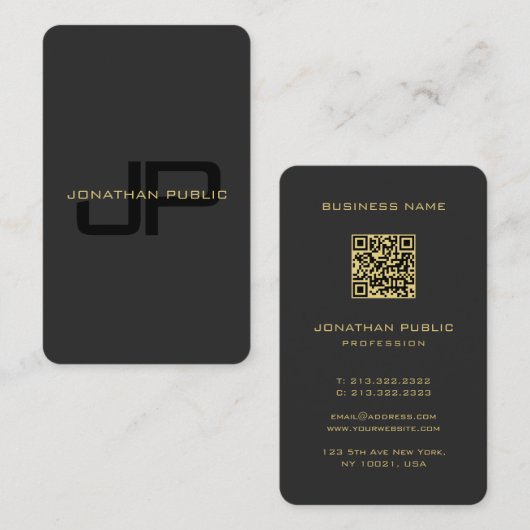 Monogram Oceaan Australisch Japans Maat Zwart Goud Visitekaartje (Voorkant / Achterkant)