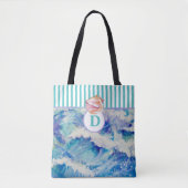 Monogram oceaan met Tas van Seashell/Blauwe strepe (Voorkant)