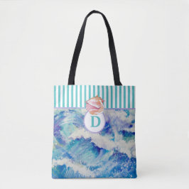 Monogram oceaan met Tas van Seashell/Blauwe strepe