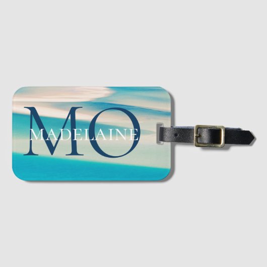 Monogram Ocean Beach Blue Personal Bagagelabel (Voorkant (horizontaal))
