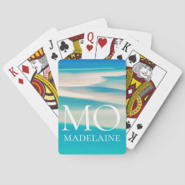 Monogram Ocean Beach Wit Blauw Personal Pokerkaarten