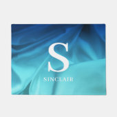 Monogram Ocean Blue Satin door Mat (Voorkant)