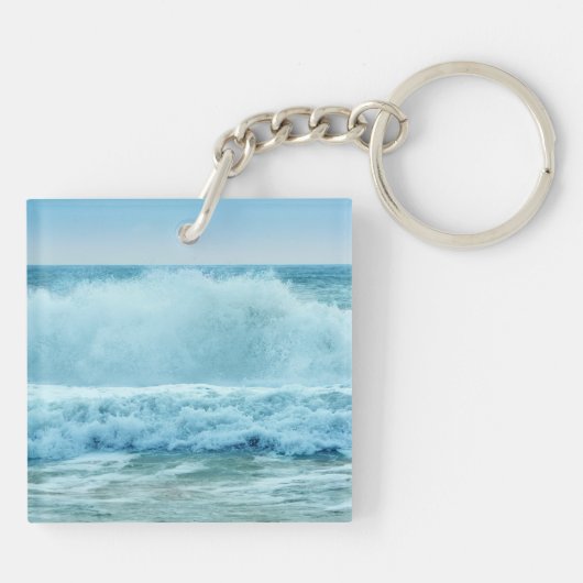 Monogram Ocean Wave Crashing op Shore Sleutelhanger (Achterkant)