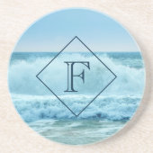 Monogram Ocean Wave Crashing op Shore Zandsteen Onderzetter (Voorkant)