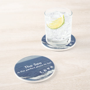 Monogram Ocean Waves Drink Coasters Zandsteen Onderzetter