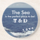 Monogram Ocean Waves Zand Drink Coasters Zandsteen Onderzetter (Voorkant)