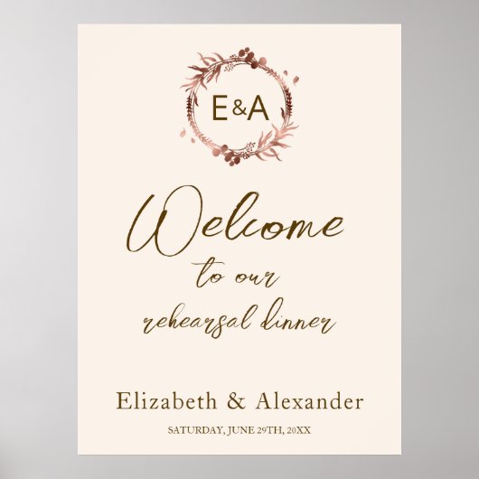 Monogram Oefenavond Welcome bord schuimplaat  Poster (Voorkant)