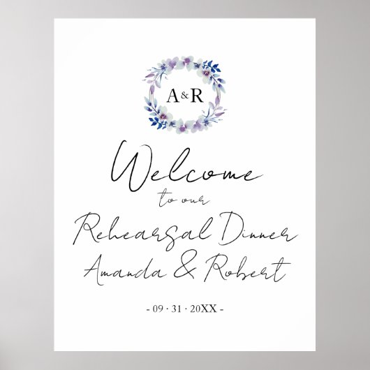 Monogram Oefendiner Welkomstbord Poster (Voorkant)