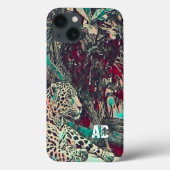 Monogram Oerwoud Kat Hoesje-Mate iPhone Case (Achterkant)