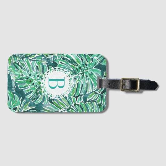 Monogram OERWOUD VIBES Green Tropical Monstera Bagagelabel (Voorkant (horizontaal))
