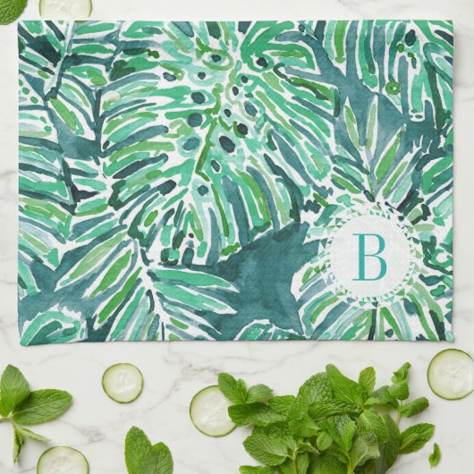 Monogram OERWOUD VIBES Green Tropical Monstera Theedoek (Gevouwen)