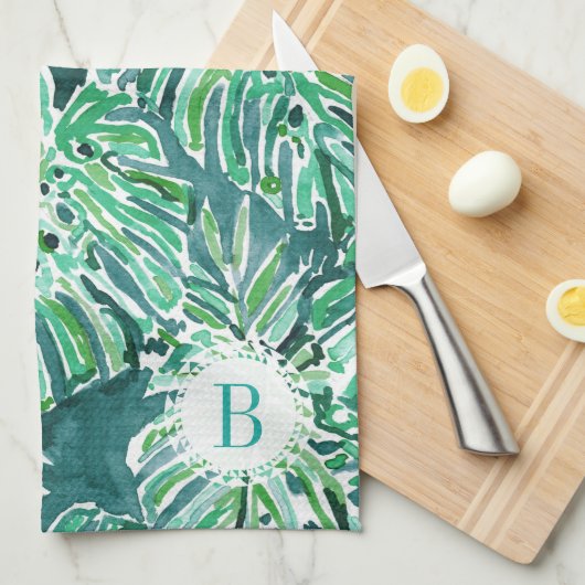 Monogram OERWOUD VIBES Green Tropical Monstera Theedoek (Quarter Fold)
