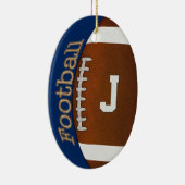 Monogram of Aantal Football Ornament, Uw Kleuren Keramisch Ornament (Rechts)