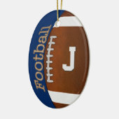 Monogram of Aantal Football Ornament, Uw Kleuren Keramisch Ornament (Links)