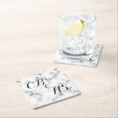 Monogram of initialen marmeren effect kartonnen onderzetters (Insitu)